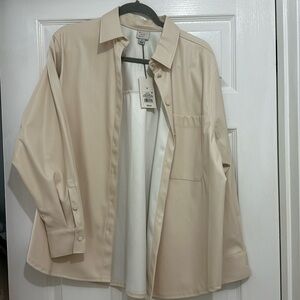 Cream Pleather Button Down